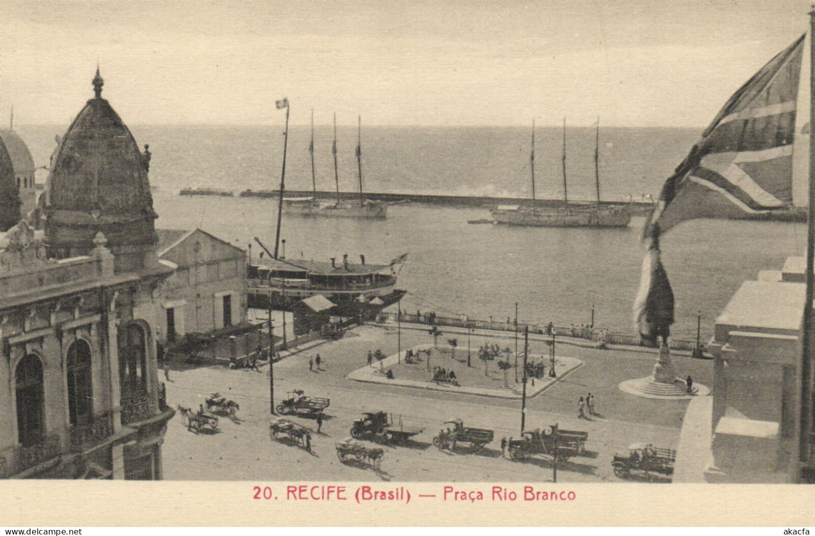 PC CPA BRAZIL, RECIFE, PRACA RIO BRANCO, VINTAGE POSTCARD (b8192) - Recife