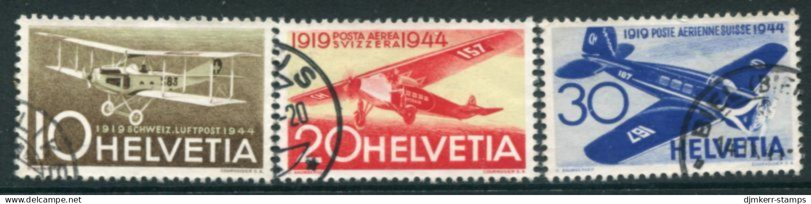 SWITZERLAND 1944 Airmail Anniversary Used. Michel 435-37 - Usati