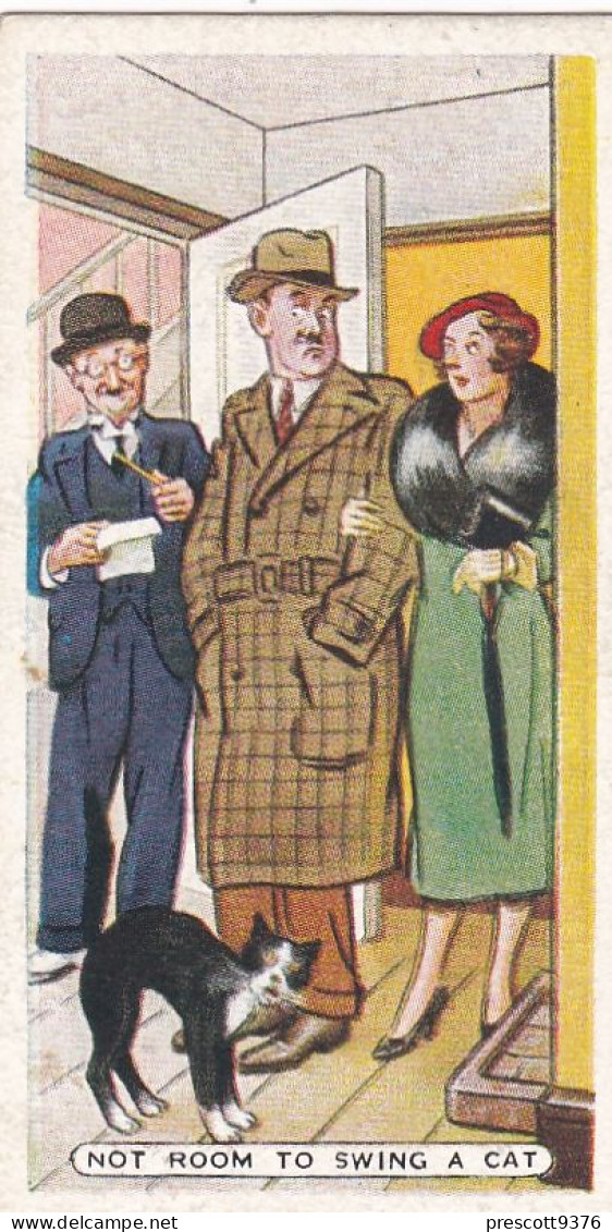 Figures Of Speech 1936 - Original Ardath Cigarette Card - 30 No Room To Swing A Cat - Player's