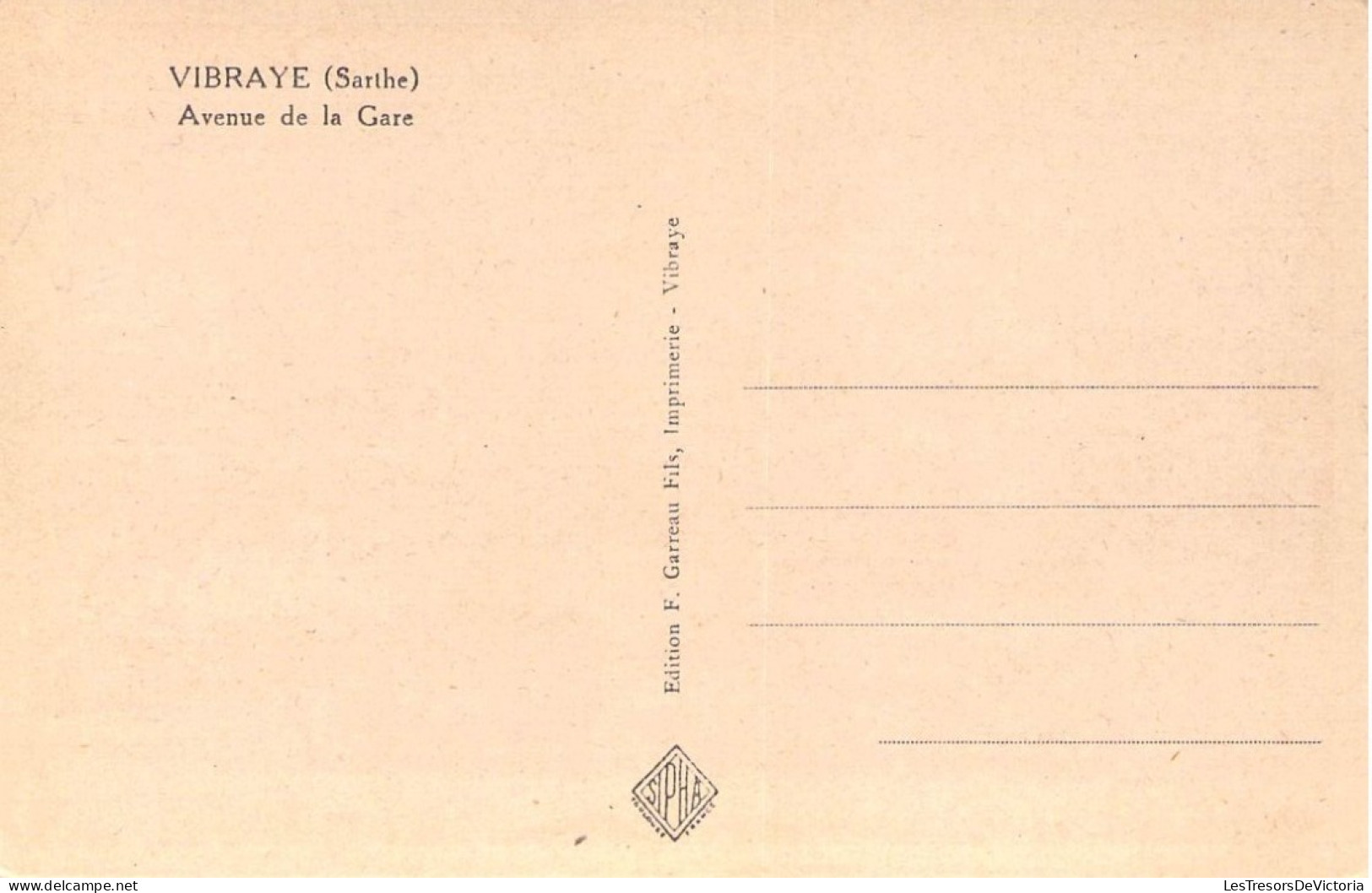 FRANCE - 72 - VIBRAYE - Avenue De La Gare - Edition Garreau - Carte Postale Ancienne - Vibraye