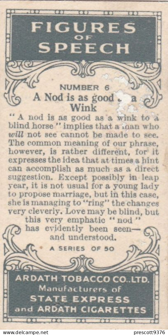 Figures Of Speech 1936 - Original Ardath Cigarette Card - 6 A Nod Is As Good As A Wink - Player's