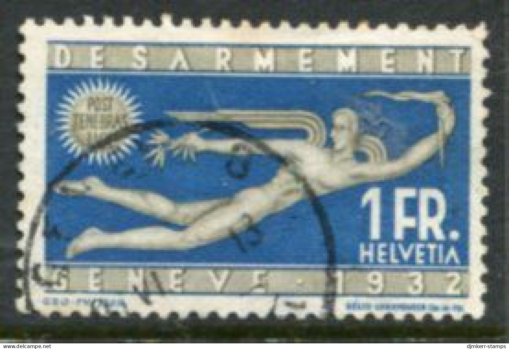 SWITZERLAND 1932 Disarmament 1 Fr. Used. Michel 255 - Used Stamps