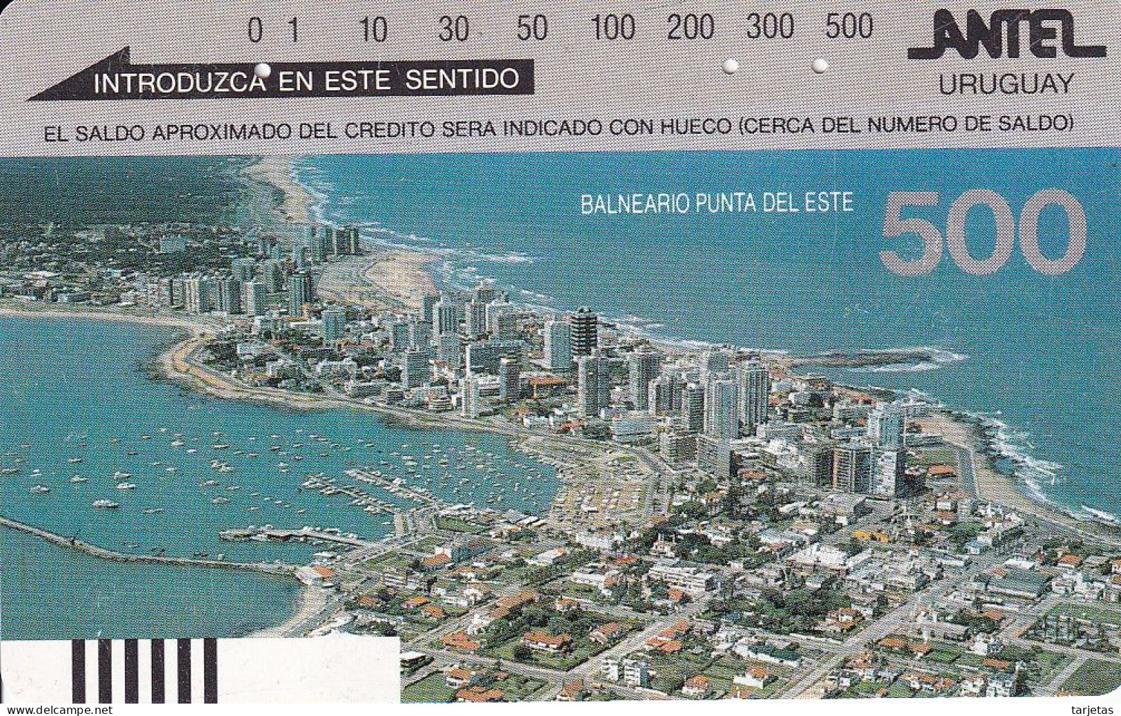 TARJETA DE URUGUAY DEL BALNEARIO PUNTA DEL ESTE DE 500 UNIDADES - Uruguay