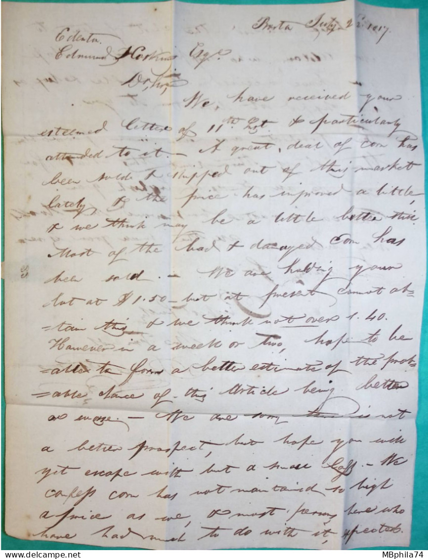 LETTRE LETTER BOSTON USA ETATS UNIS POUR FOR EDENTON CAROLINE DU NORD NORTH CAROLINA 1817 - …-1845 Vorphilatelie