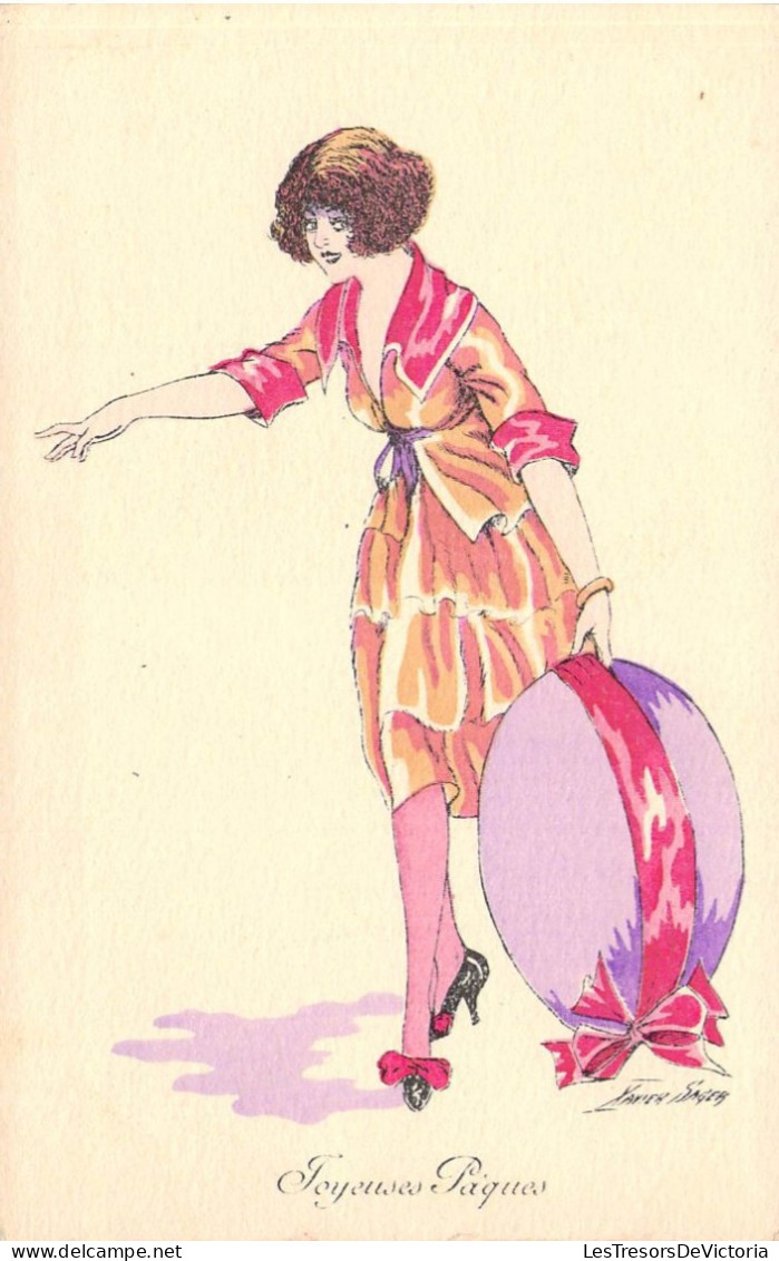 Illustrateur - Sager - Envoi De Pâques - Fantaisies Parisiennes Aquarellées - Joyeuses Pâques - Carte Postale Ancienne - Sager, Xavier