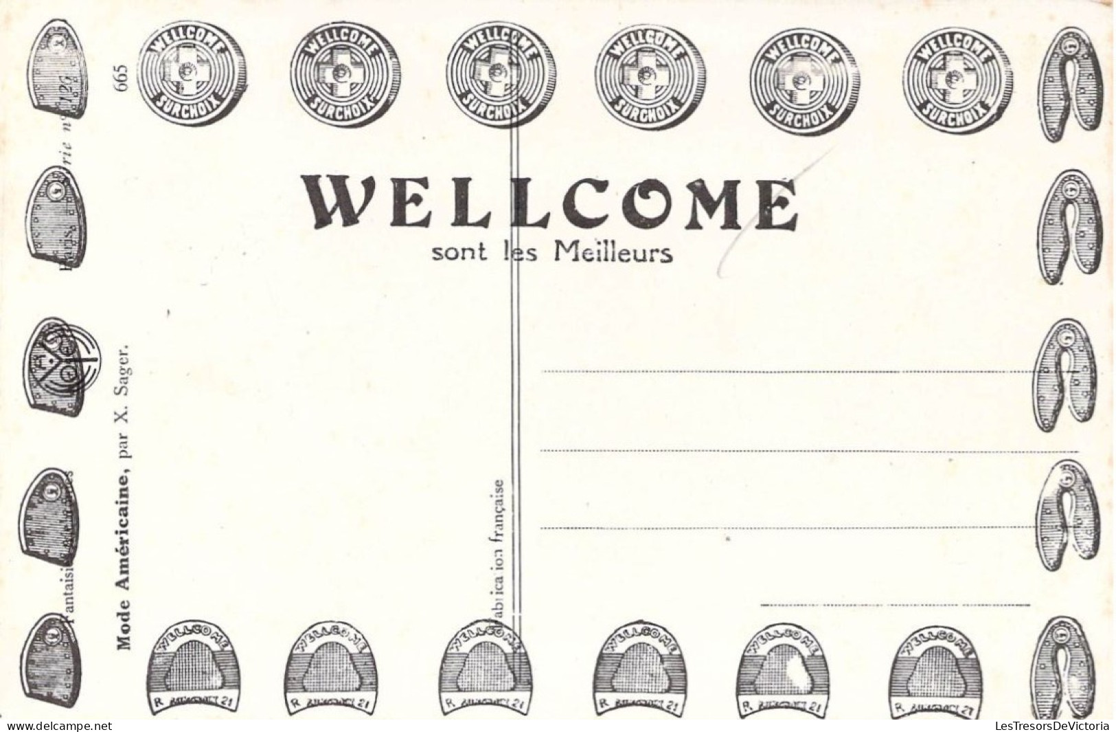 Illustrateur - Sager - Mode Américaine - Publicité Wellcome Sont Les Meilleurs - Carte Postale Ancienne - Sager, Xavier