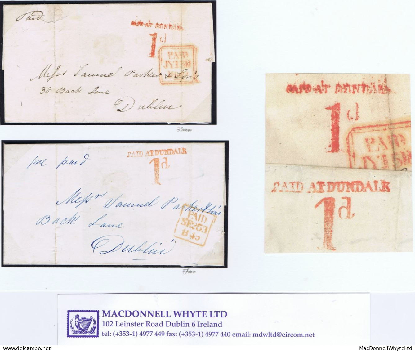 Ireland Louth Uniform Penny Post Both Large And Small PAID AT DUNDALK/1d On Covers To Dublin 1840 And 1845 - Prephilately