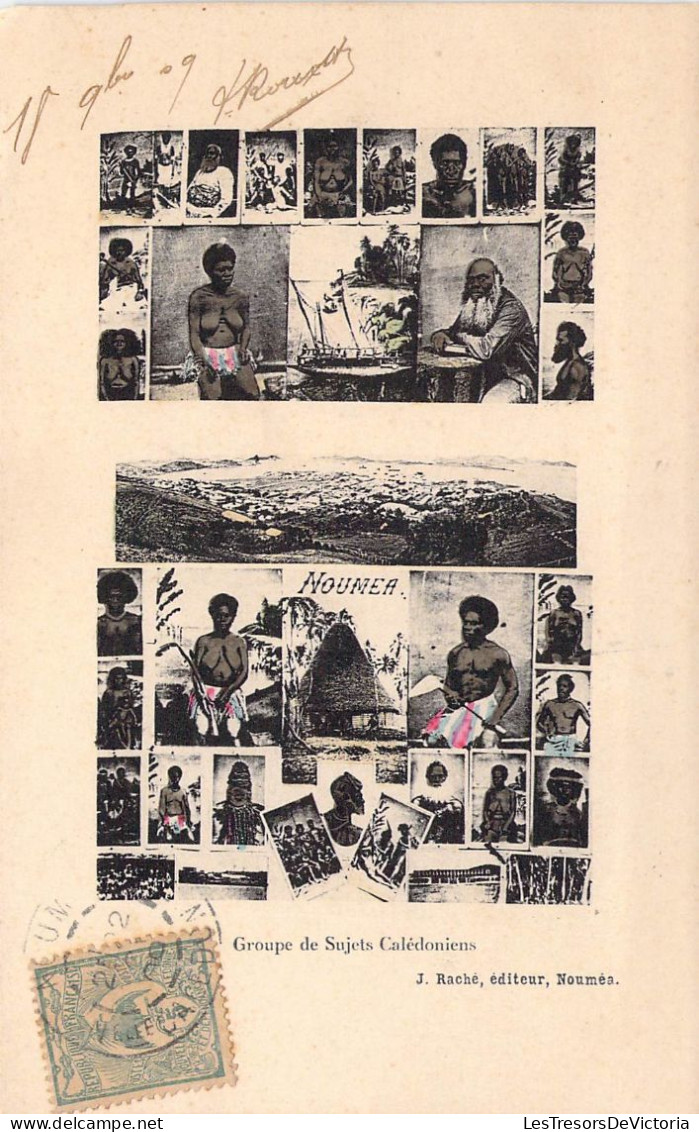 Nouvelle Calédonie - Groupe De Sujet Calédonien - Edit. J. Raché - Colorisé - Animé - Carte Postale Ancienne - New Caledonia