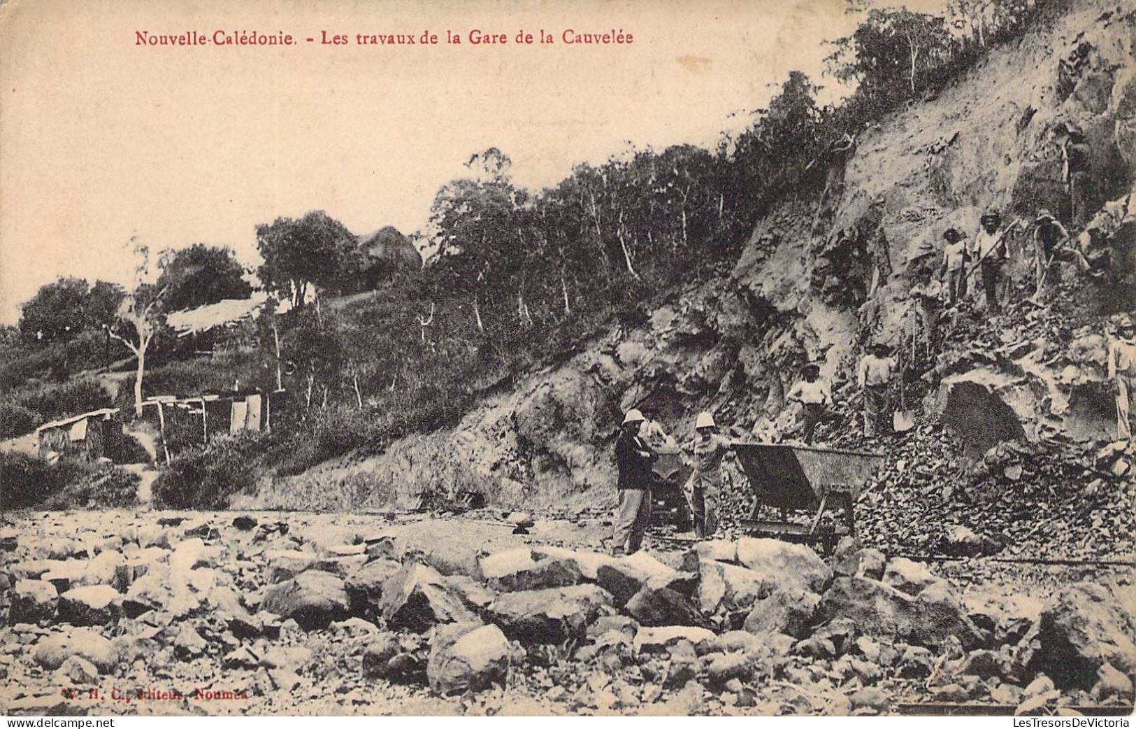 Nouvelle Calédonie - Les Travaux De La Gare De La Cauvelée - Editeur W.H.C. - Carte Postale Ancienne - Neukaledonien