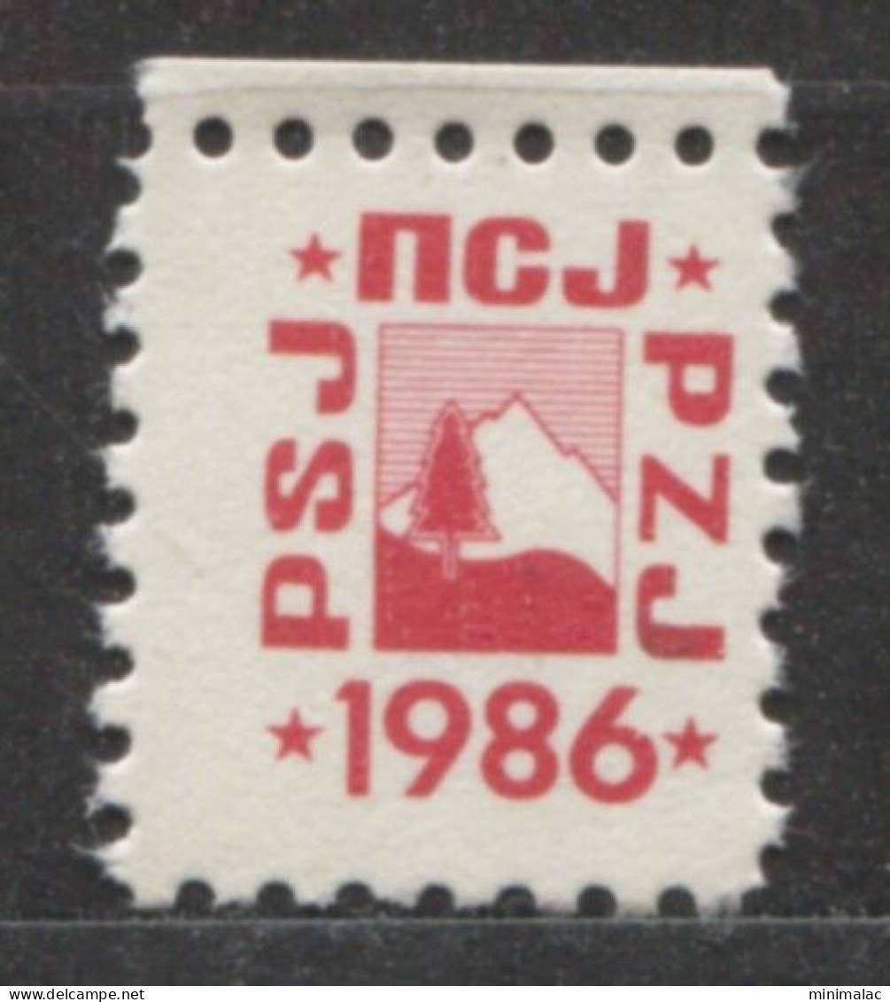 Yugoslavia 1986, Stamp For Membership Mountaineering Association Of Yugoslavia, Revenue, Tax Stamp, Cinderella, Red - Dienstmarken