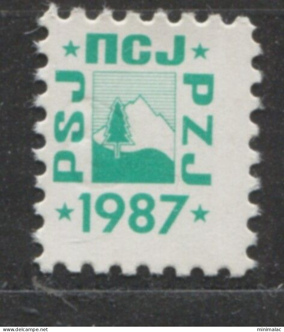 Yugoslavia 1987, Stamp For Membership Mountaineering Association Of Yugoslavia, Revenue, Tax Stamp, Cinderella Green - Officials