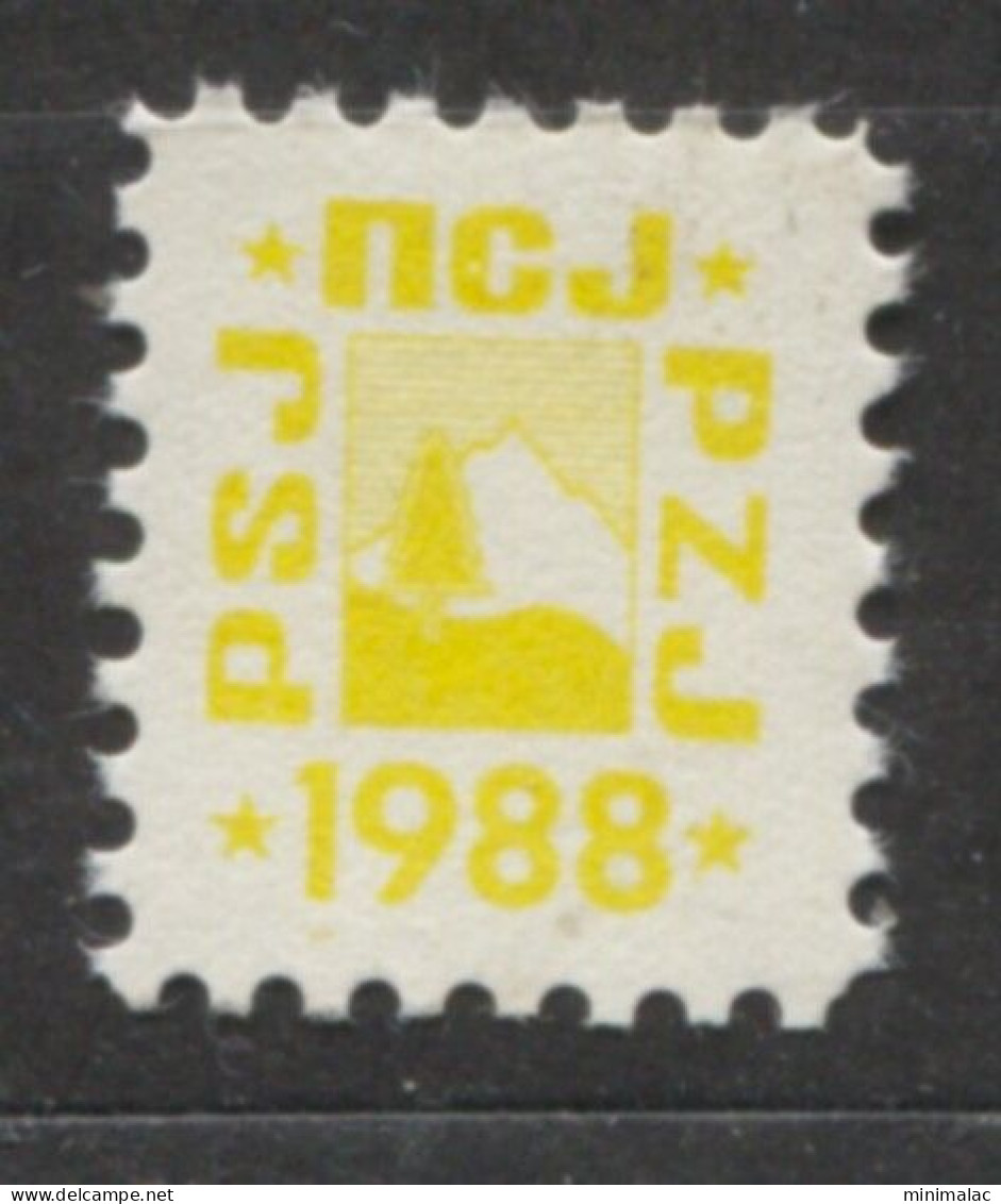 Yugoslavia 1988, Stamp For Membership Mountaineering Association Of Yugoslavia, Revenue, Tax Stamp, Cinderella, Yellow - Dienstzegels