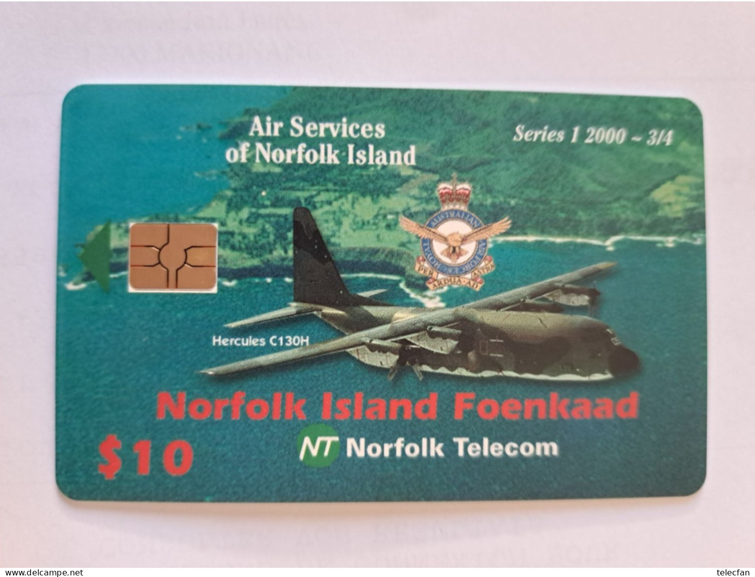 NORFOLK ISLAND AIR SERVICES NORFOLK HERCULE C130H AUSTRALIAN ARMY 10$  NEUVE MINT VERY RARE - Isola Norfolk