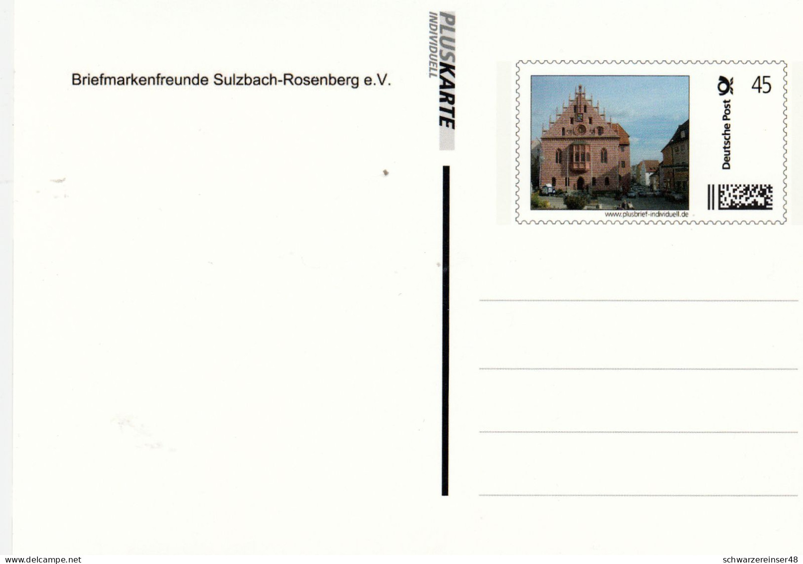 Ansichts-Pluskarte (Ganzsache), Rathaus Von Sulzbach-Rosenberg, Postfrisch - Sulzbach-Rosenberg