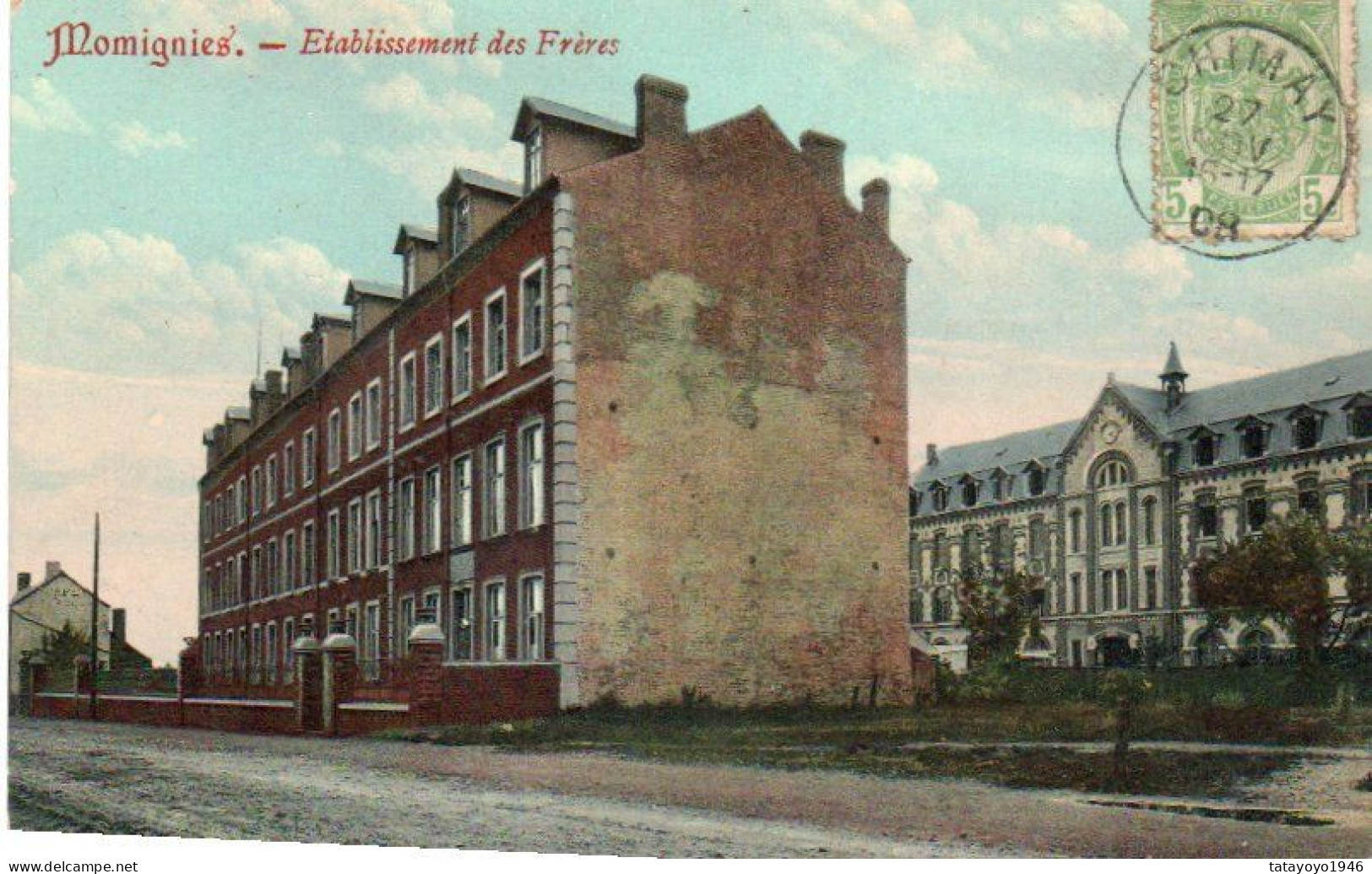 MOMIGNIES   Etablissement Des Frères Carte Colorisée  Voyagé En 1908 - Momignies