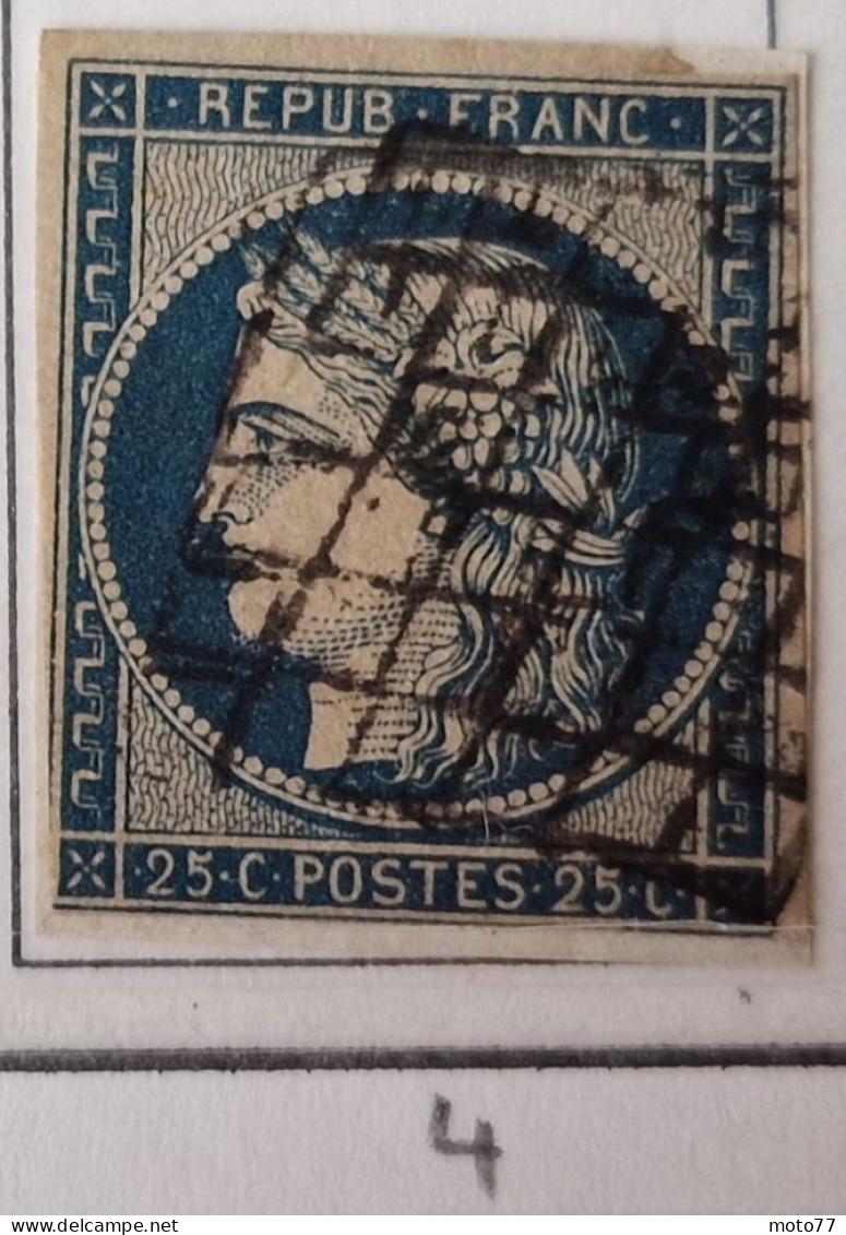 2 TIMBRE France N° 4 - 25 C Bleu 1853-60 - Oblitéré 2855 - Yvert & Tellier 2003 Coté Minimum 90 € - 1849-1850 Ceres