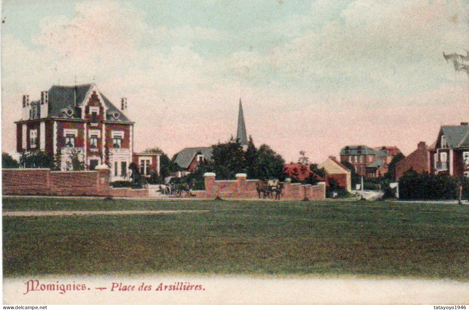 MOMIGNIES  Place Des Arsillières Colorisée Voyagé En 1908 - Momignies