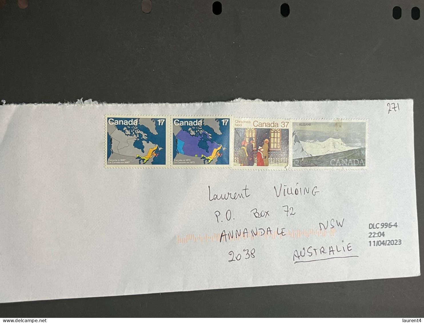 (1 Q 39) Letter Posted From Canada To Australia - 1 Cover (posted During COVID-19) 4 Stamps (no Postmark) - Lettres & Documents