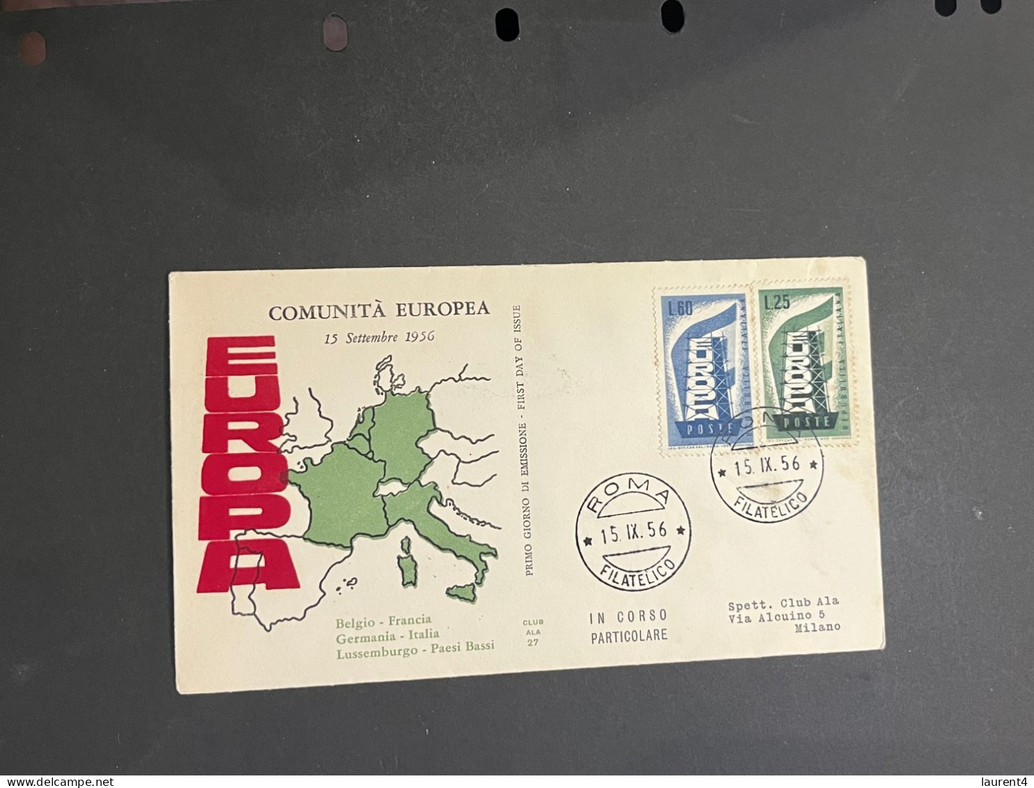 (1 Q 39) Italy EUROPA Stamp On FDC Cover With Pair Of 1956 EUROPA CEPT Stamp - 1956