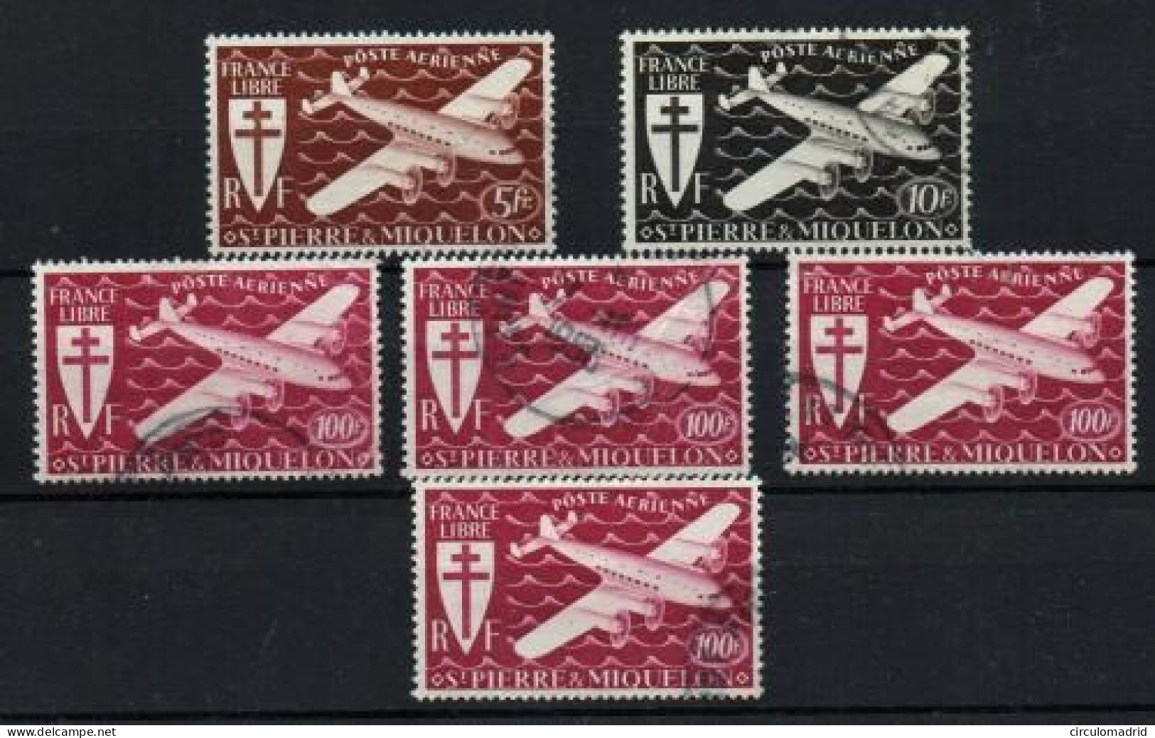 San Pedro Y Miquelón Aéreo Nº 6/7,10. Año 1942 - Gebruikt
