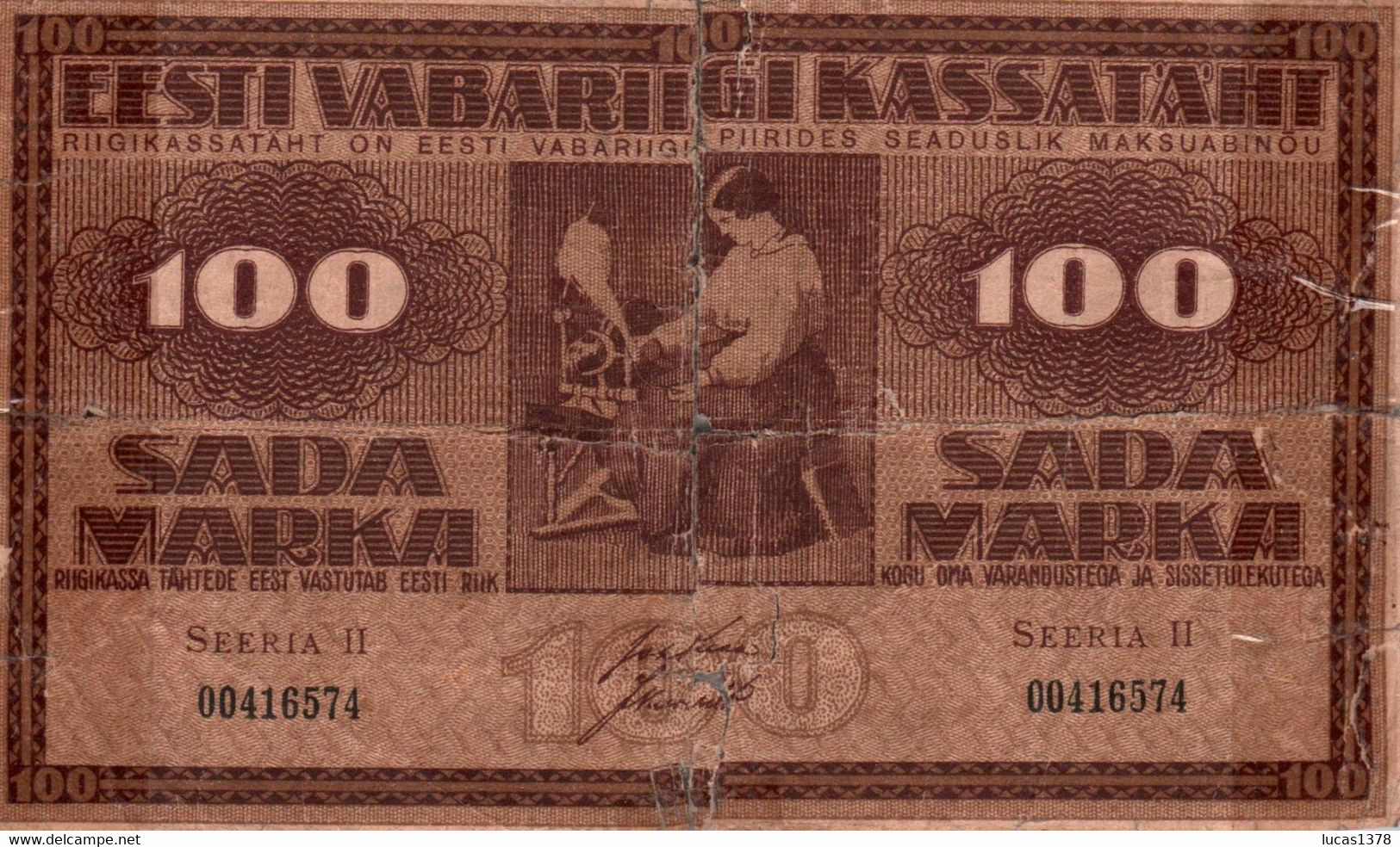 ESTONIA 100 MARKA SERIES II, 1919  / 48 B - Estonie