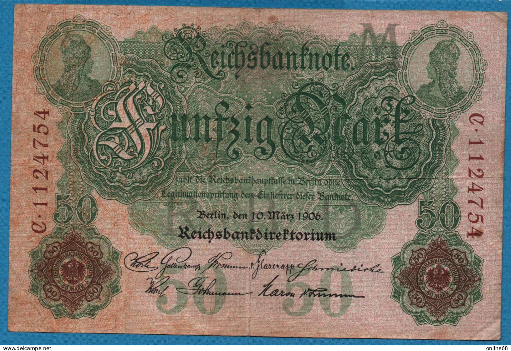 DEUTSCHES REICH 50 MARK 10.03.1906 # C1124754 P# 26b - 50 Mark