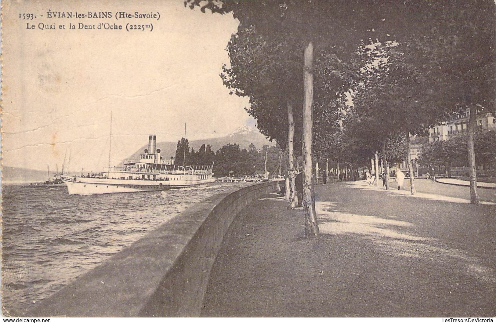 FRANCE - 74 - EVIAN LES BAINS - Le Quai Et La Dent D'Oche - Bateau - Carte Postale Ancienne - Evian-les-Bains