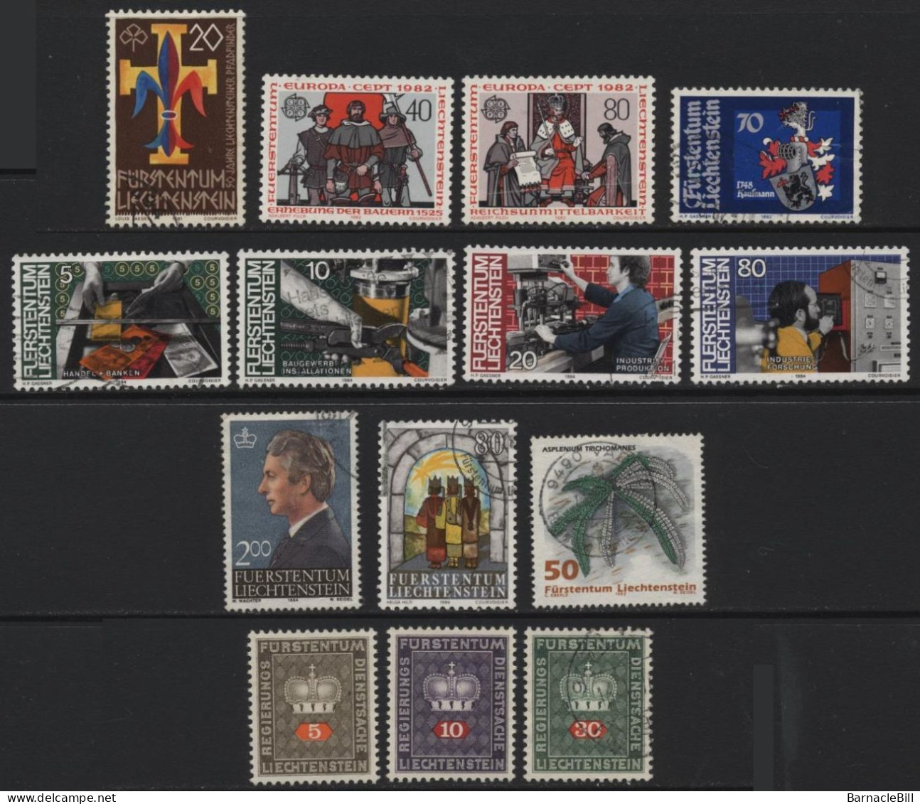 Liechtenstein (21) 1968-1992. 14 Different Stamps. Unused & Used. Hinged. - Other & Unclassified