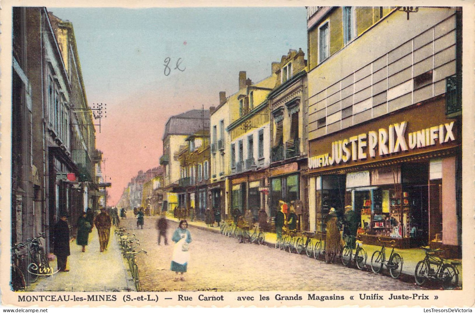 FRANCE - 71 - MONCEAU LES MINES - Rue Carnot Avec Les Grands Magasins - Unifix Juste Prix - Carte Postale Ancienne - Montceau Les Mines