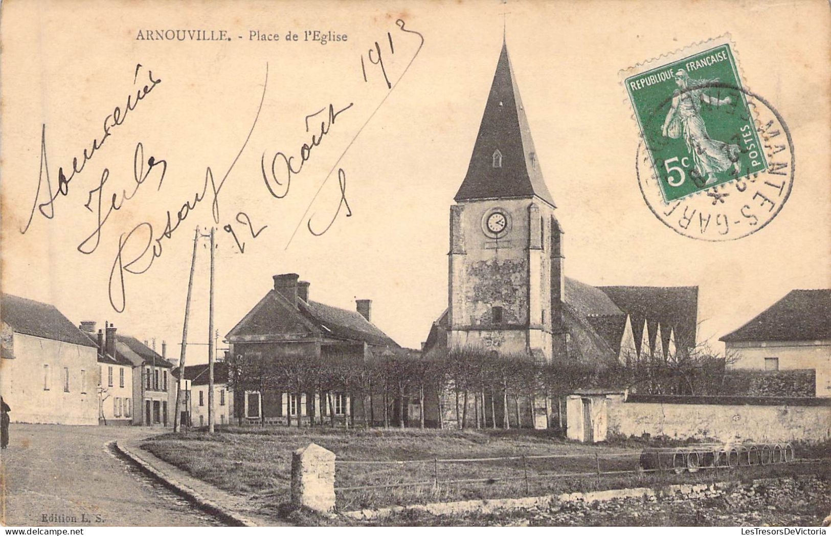 FRANCE - 95 - ARNOUVILLE - Place De L'église - Carte Postale Ancienne - Arnouville Les Gonesses