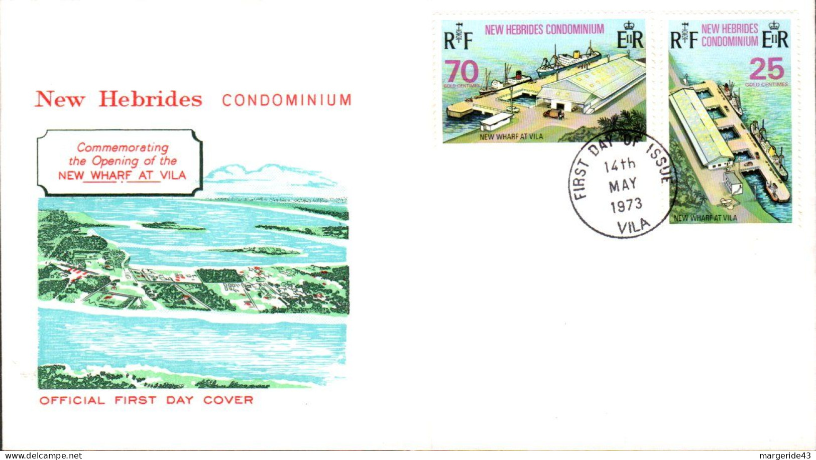 NOUVELLES HEBRIDES FDC 1973 QUAI PUBLIC DE PORT VILA - FDC