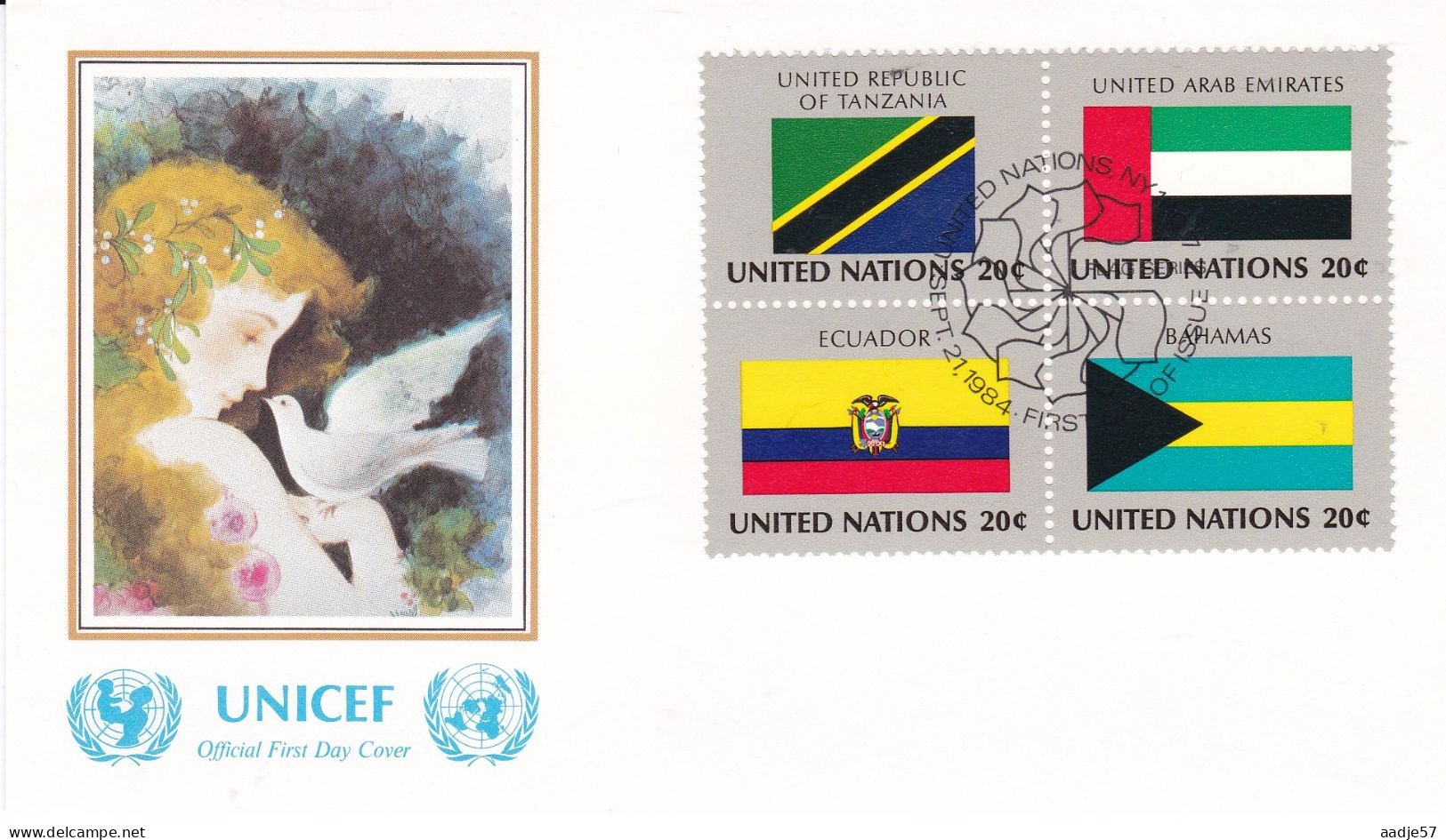 United Nations 1984 FDC Tanzania; UAE; Ecuador; Bahamas - Enveloppes