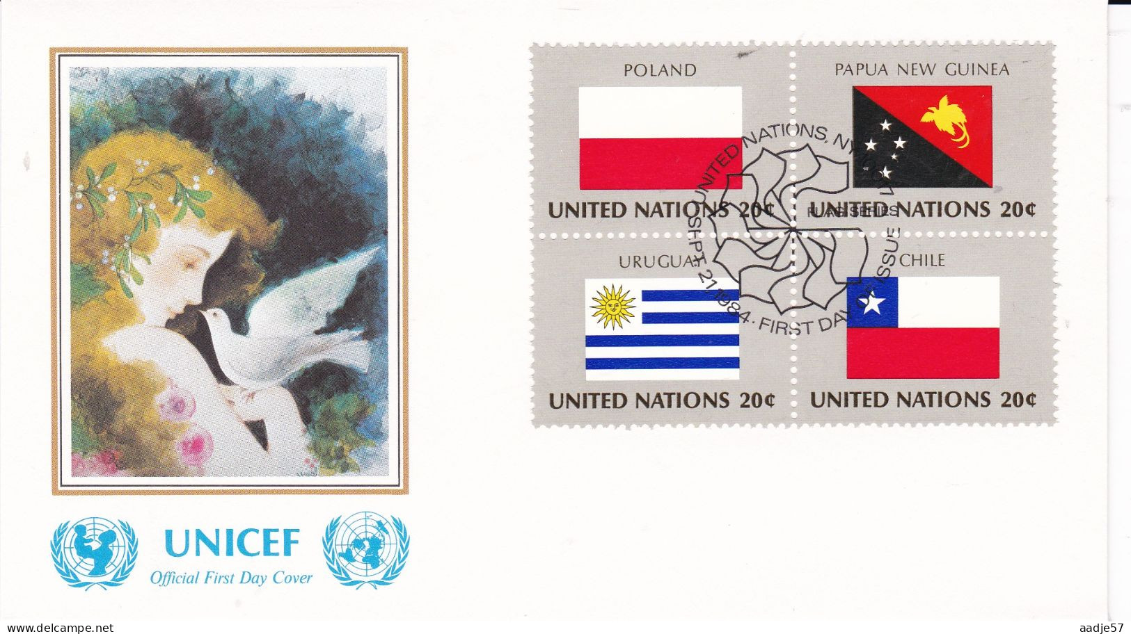 United Nations 1984 FDC Poland; Papua New Guinea; Uruguay; Chile - Covers