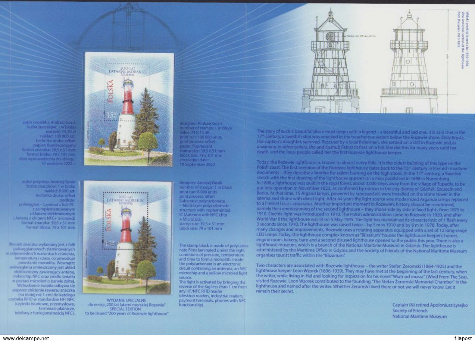 Poland 2022 // 2023 - 200 Years Of Rozewie Lighthouse / Booklet With Polycarbonate Block MNH** New!!! - Booklets