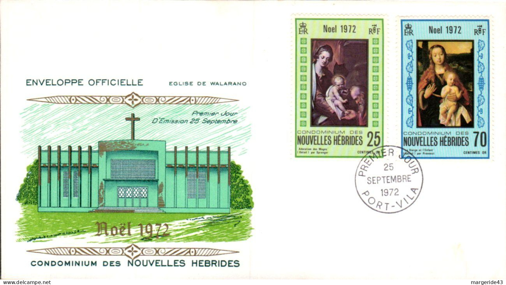 NOUVELLES HEBRIDES 1972 NOEL - FDC