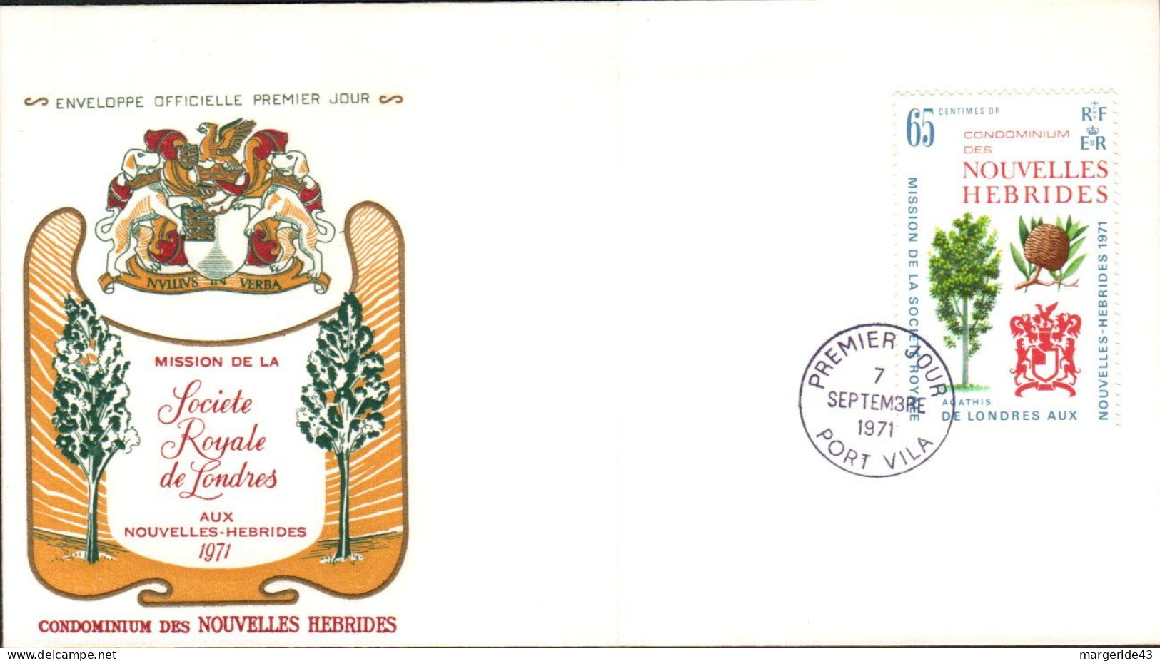 NOUVELLES HEBRIDES FDC 1971 ROYAL SOCIETY - FDC