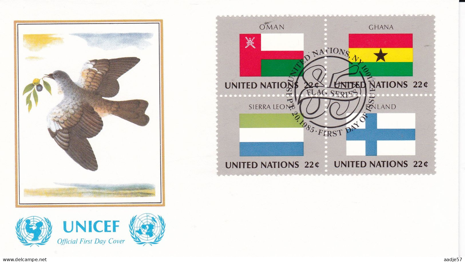 United Nations 1985 FDC Oman; Ghana; Sierra Leoni; Finland - Enveloppes