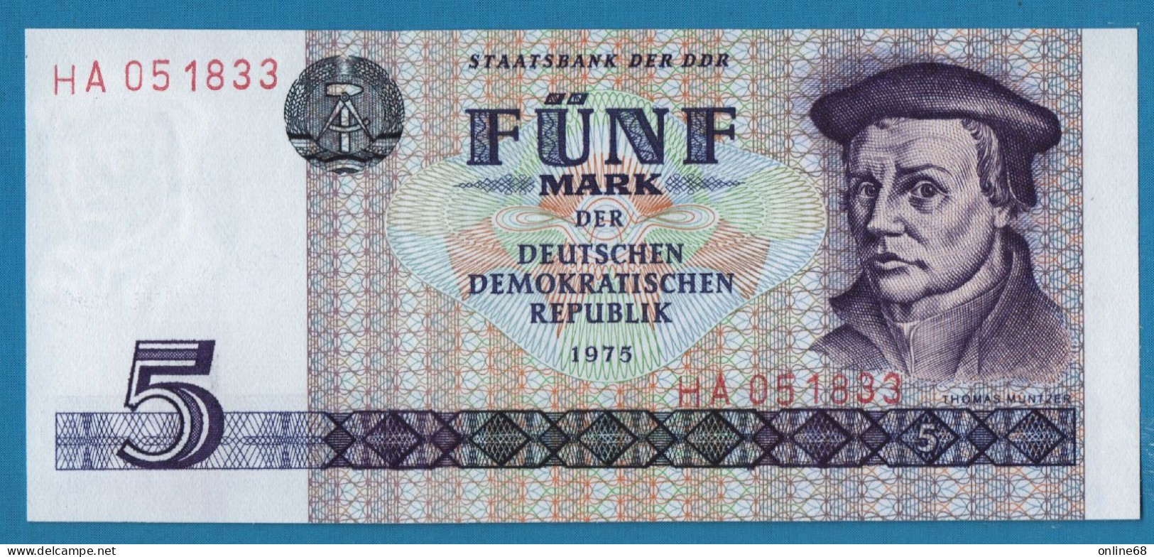 DDR RDA 5 MARK 1975 # HA051833 P# 27a Thomas Müntzer - 5 Mark