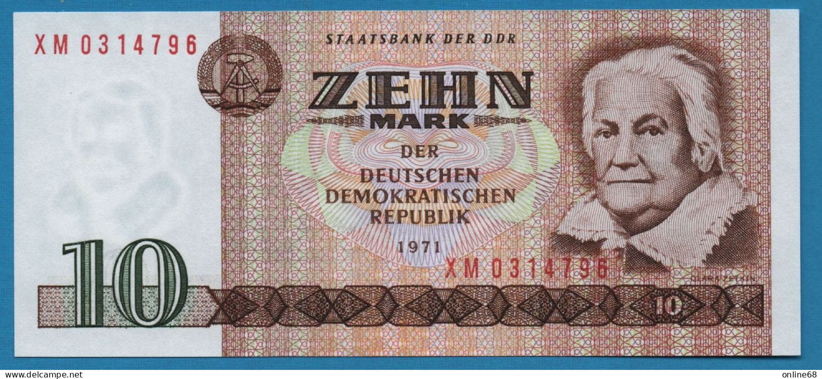 DDR RDA 10 MARK 1971 # XM0314796 P# 28b Clara Zetkin - 10 Mark
