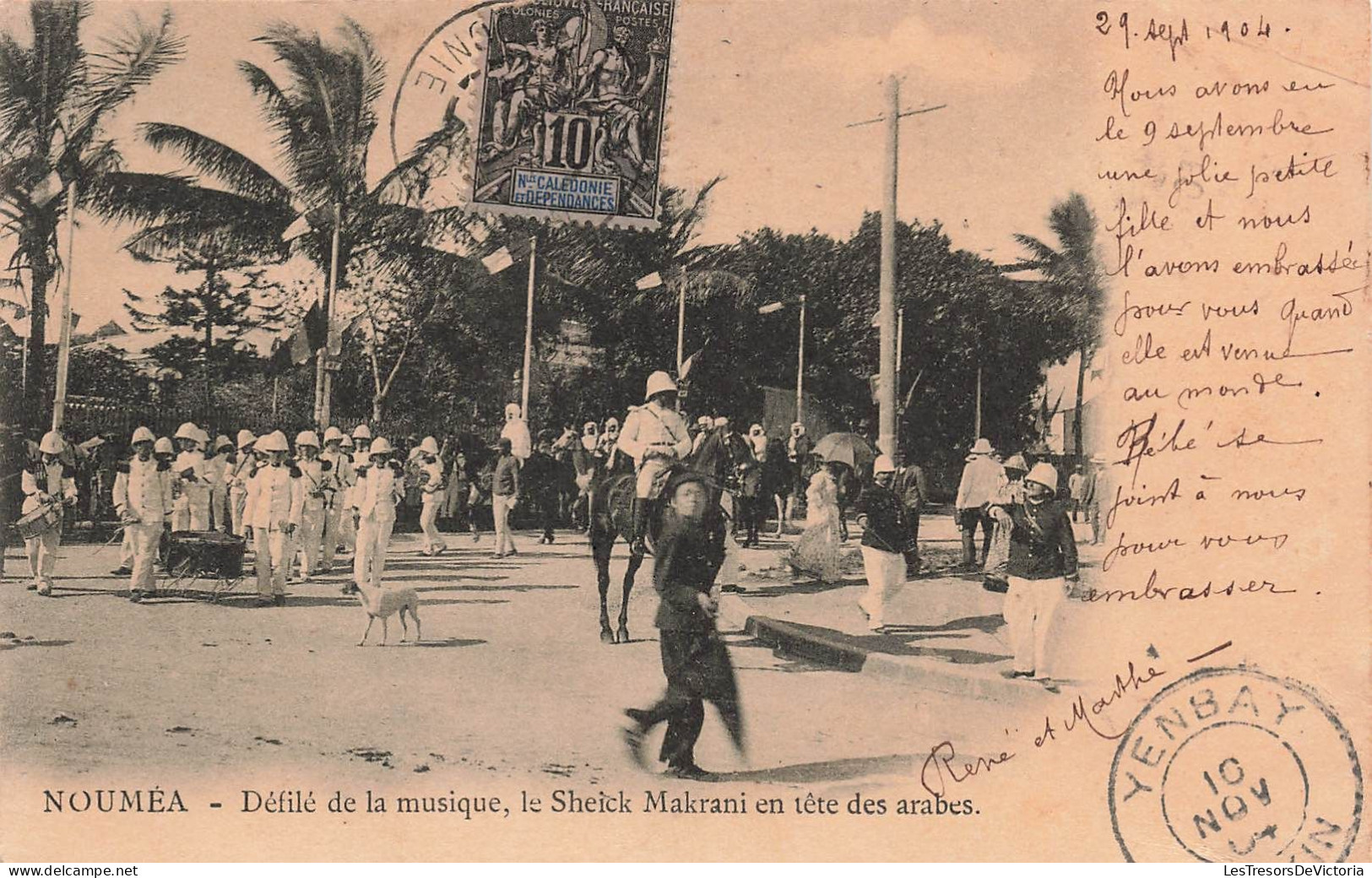 Nouvelle Calédonie - Nouméa - Défilé De La Musique, Le Sheik Makrani En Tête Des Arabes - Carte Postale Ancienne - New Caledonia