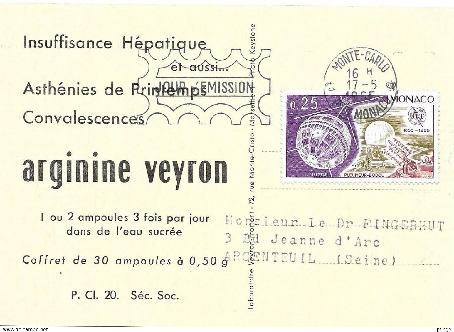 Carte FDC  17 Mai 1965 - Telstar - Andere & Zonder Classificatie