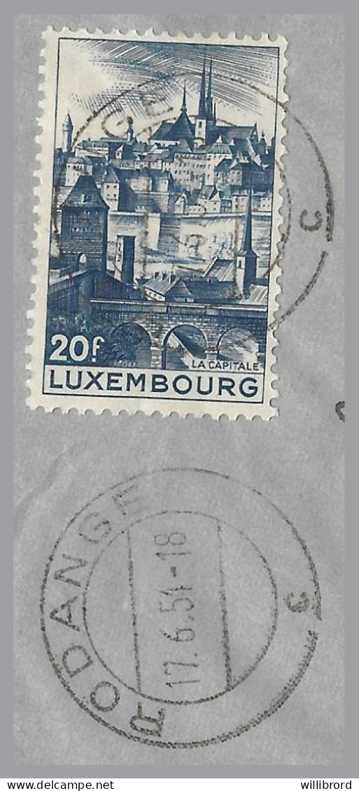 LUXEMBOURG - 1954 Rodange Registered AIR To BRAZIL - 20Fr SOLE Tourism Issue - Brieven En Documenten