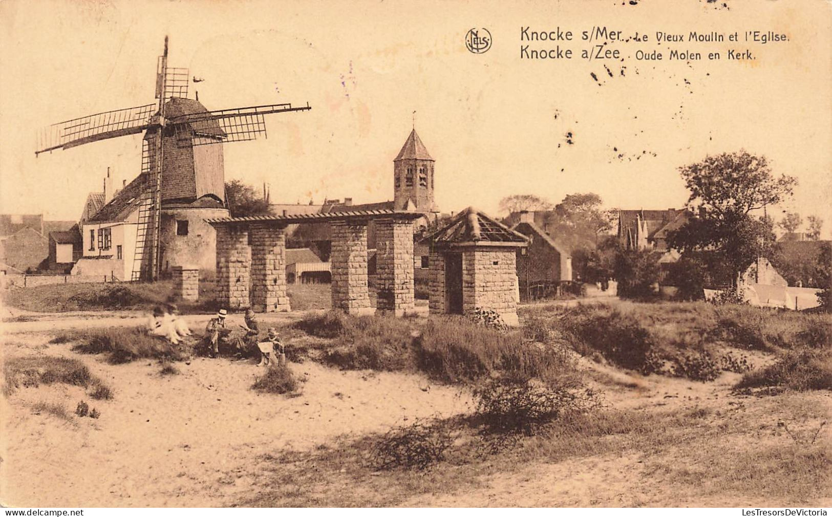 Belgique - Knocke S/ Mer - Le Vieux Moulin Et L'église -- Animé - Thill - Nels - Carte Postale Ancienne - Knokke