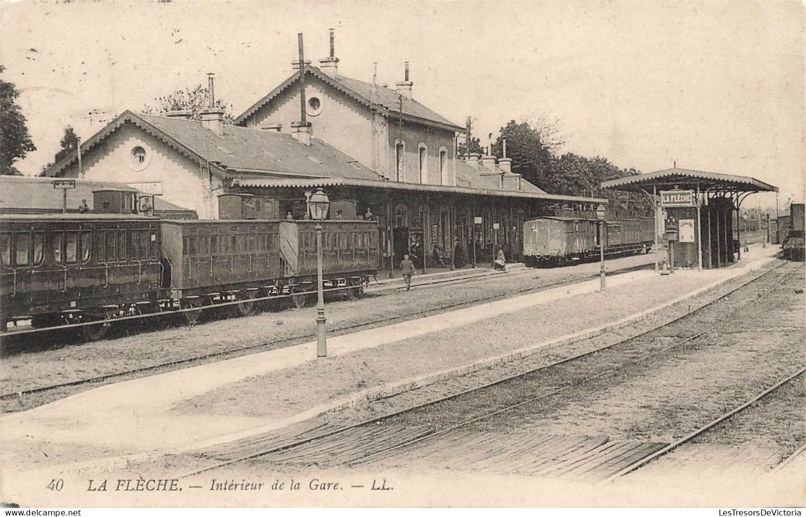 France - La Flèche - Intérieur De La Gare - Train  - Carte Postale Ancienne - La Fleche