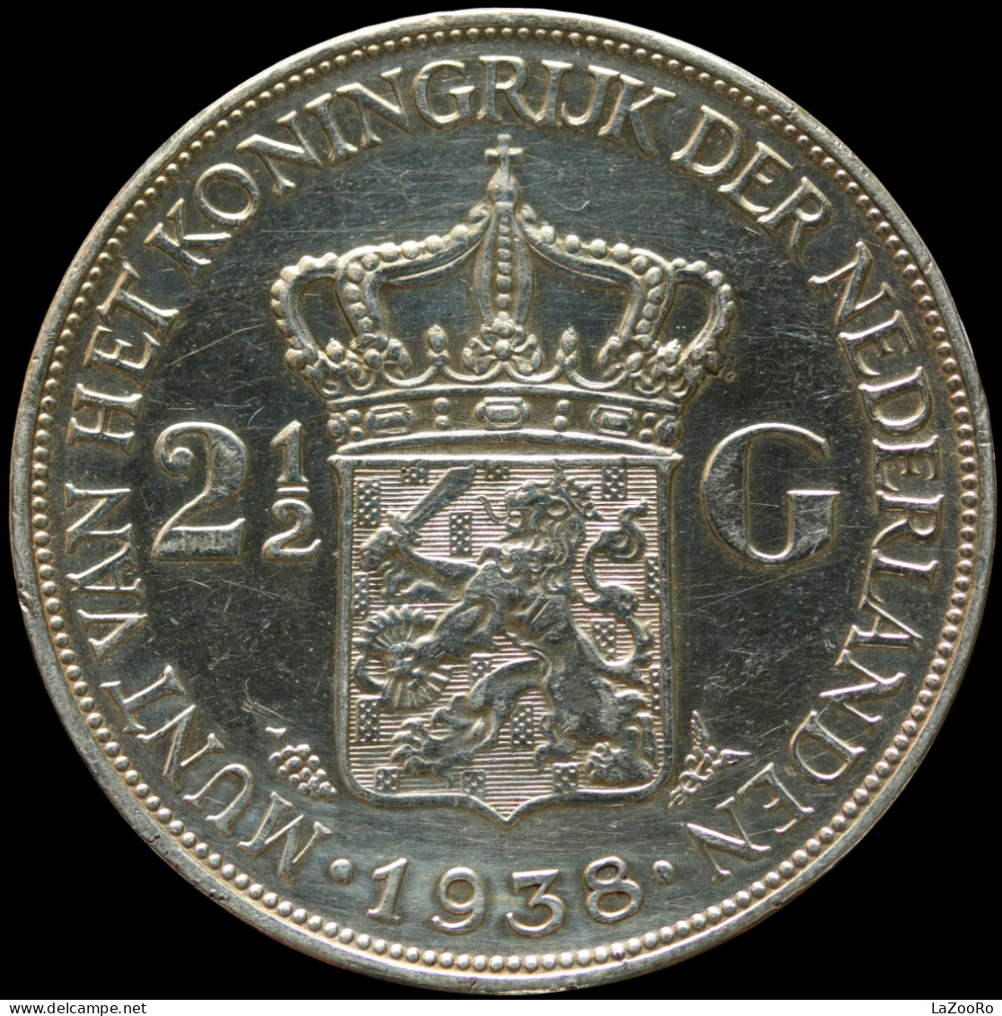 LaZooRo: Netherlands 2 1/2 Gulden 1938 XF / UNC Deep Hair Lines - Silver - 2 1/2 Gulden