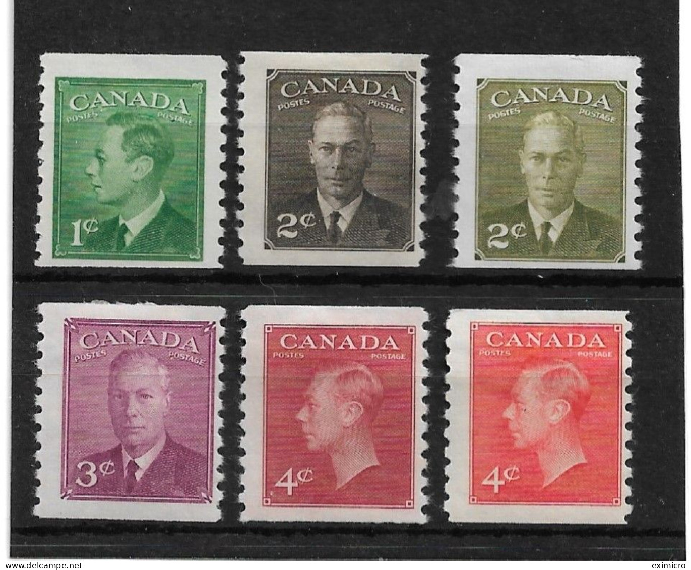 CANADA 1950 - 1951 COIL STAMPS SET SG 419/422a UNMOUNTED MINT/MOUNTED MINT Cat £30 - Markenrollen