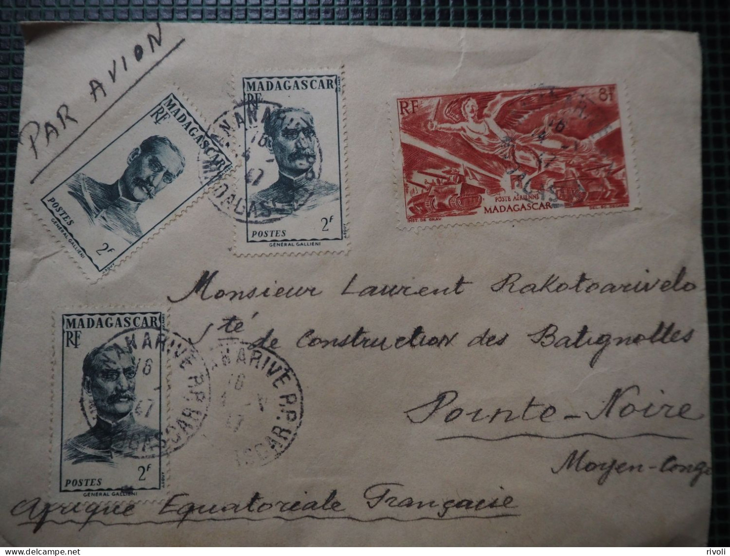 MADAGASCAR LETTRE AVEC N° 317-PA65 TANANARIVE-POINTE-NOIRE - Storia Postale