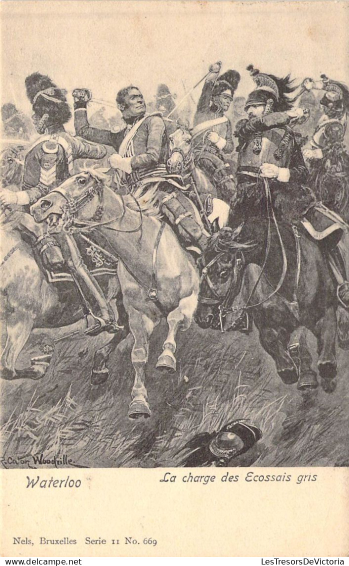 Personnage Historique - Napoléon - Waterloo - La Charge Des Cuirassiers Gris - Carte Postale Ancienne - Historische Persönlichkeiten
