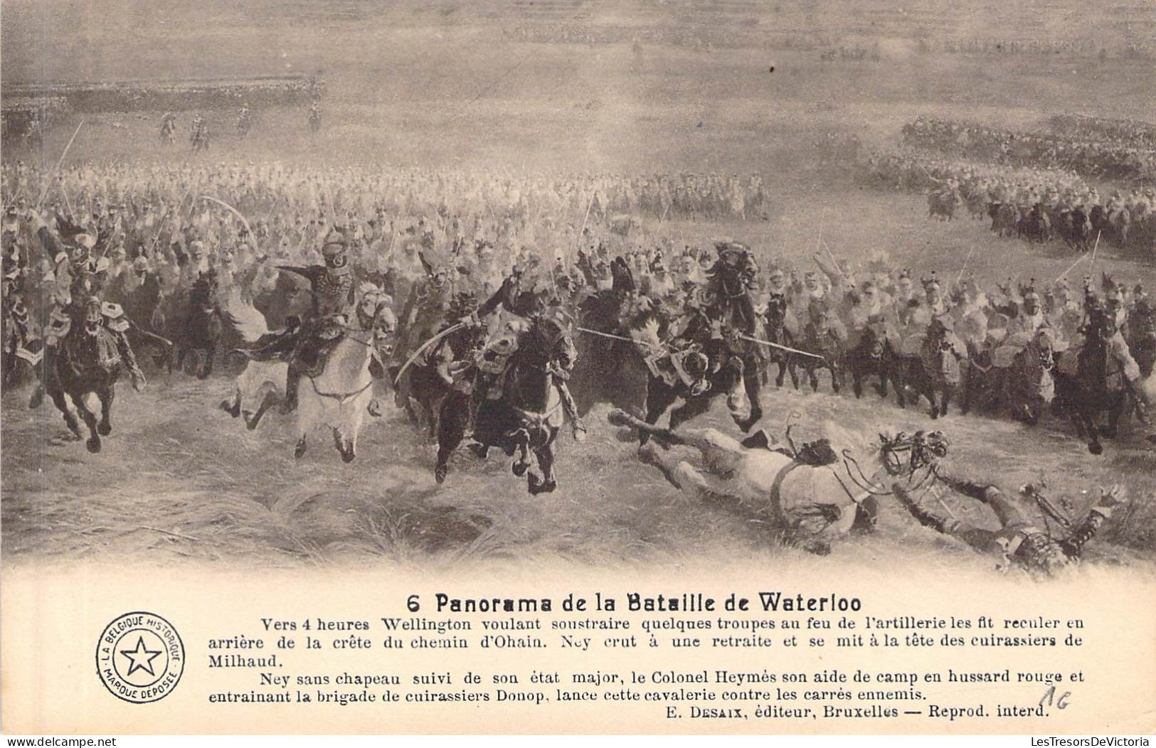 Personnage Historique - Napoléon - Waterloo - Panorama De La Bataille De Waterloo - Carte Postale Ancienne - Personajes Históricos