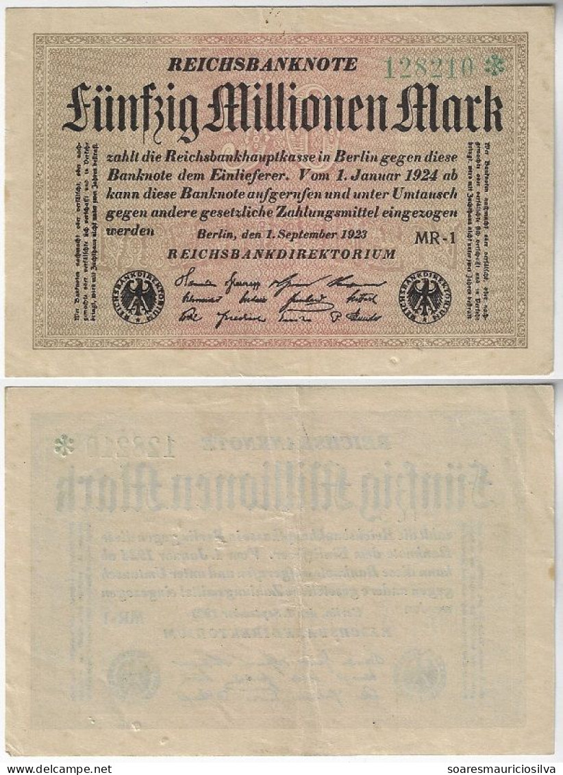 Germany Banknote 50 Millionen Million Mark 1923 Pick-109b Uniface VG (catalog US$5) - 50 Millionen Mark